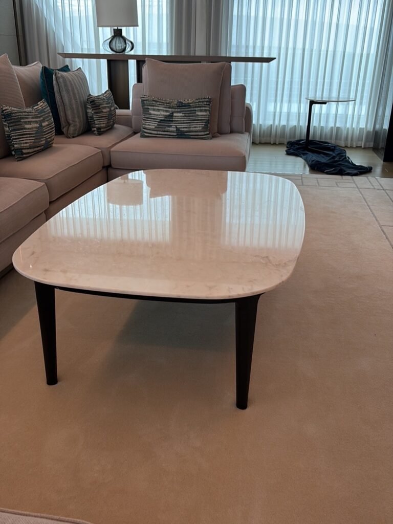 Coffee table in marble, restored